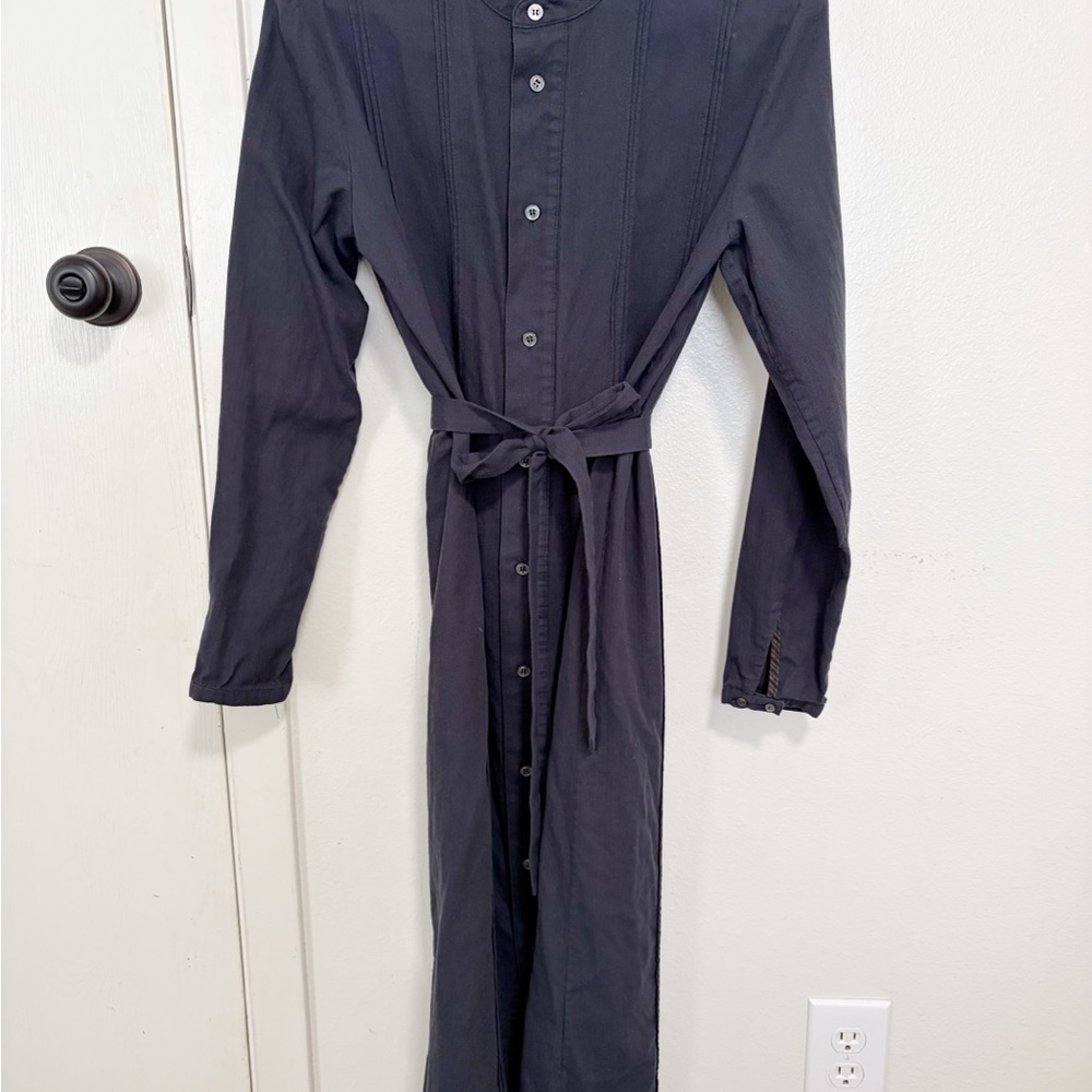 Billy Reid Black Button-Front Collarless Top